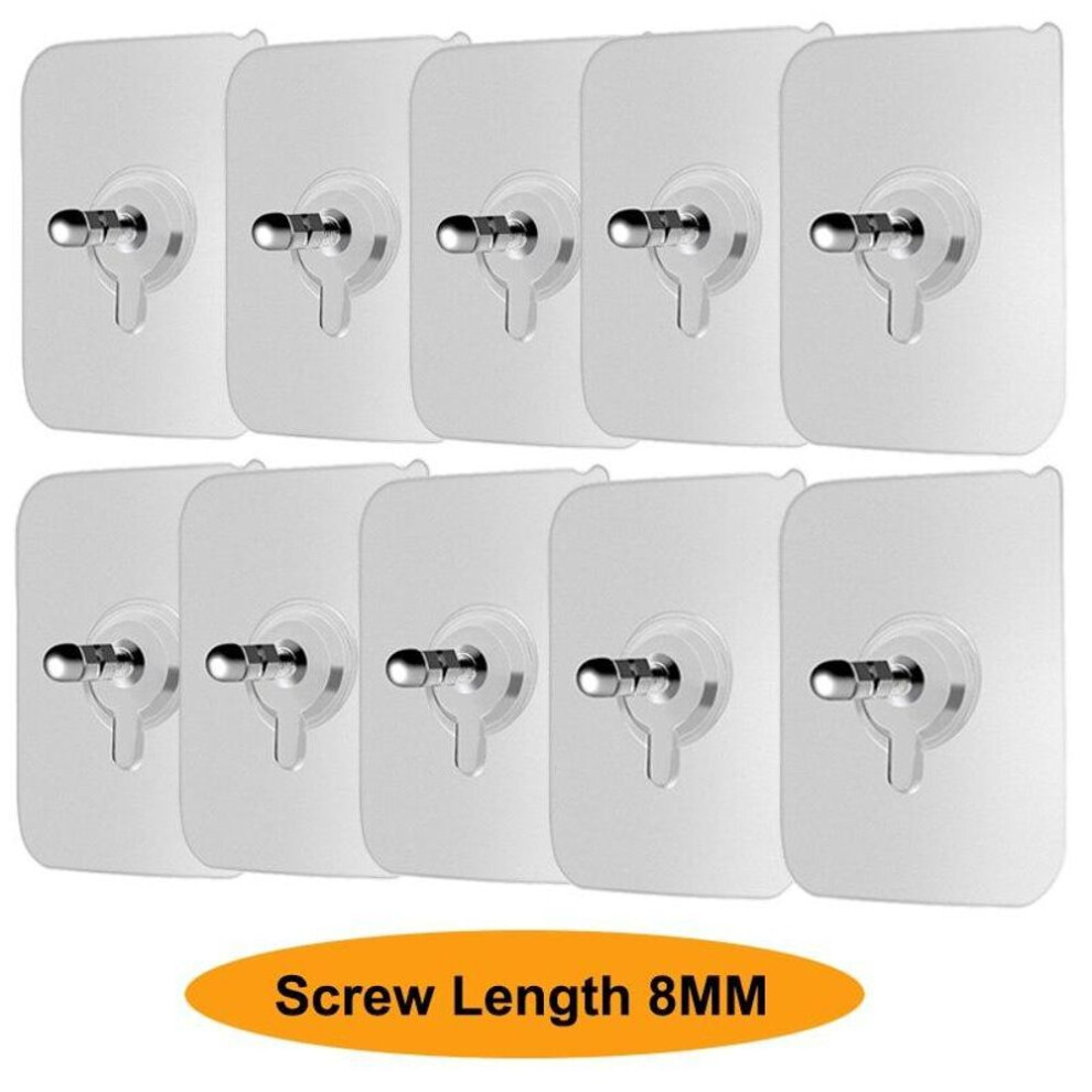 (as the picture, Screw length 8MM) 10pcs Wall Hanging Seamless Nails Screw Stickers Punch-free Wall Hooks For Photo Frame Painting Clock Non-trace Adhesive Nails