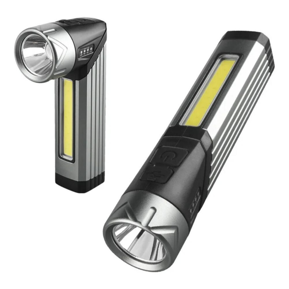(ZOOM) Led Strong Car Flashlight Portable Magnet Outdoor Camping Torch 90  Rotatable Head Multifunctional Folding Handheld Work Lights