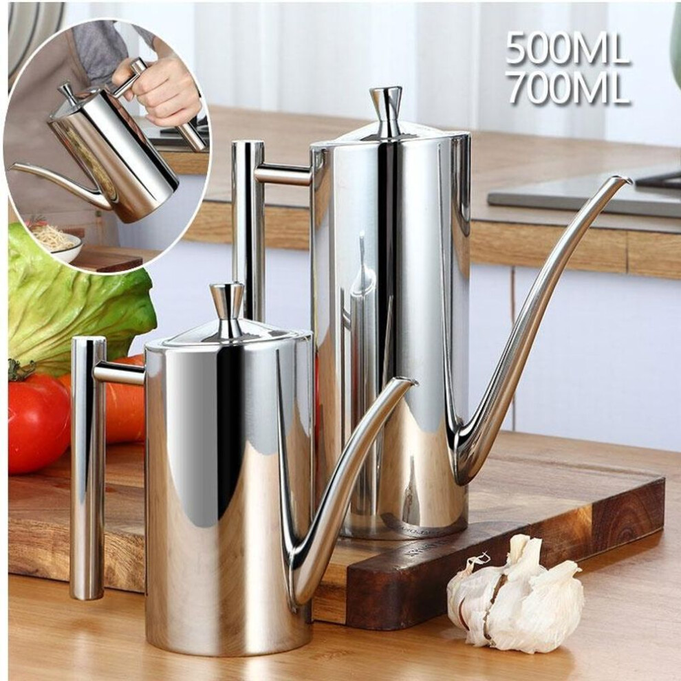 (500 ml) 1pcs Leakproof 304 Stainless Steel Oil Pot Vinegar Sauce Dispenser Seasoning Bottle 500ml/700ml
