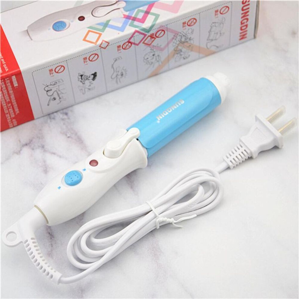 (blue) Ceramic Glaze Mini curling iron Air bangs Electric curling stick Pear flower internal hair clipper Perm Curling iron for students