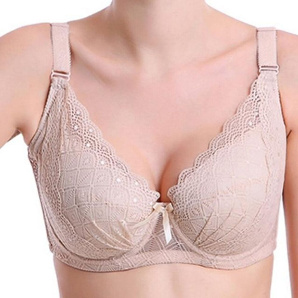 (beige, 85D) 5 Colors Sexy Lace Bra for Women Plus Size C D Big Size Bralette Thin Bras Women Underwear