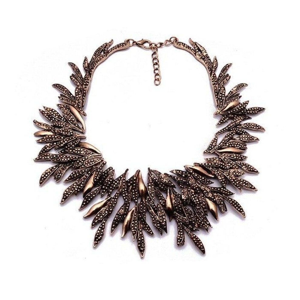 (gold) Vintage Gold Color Ethnic Maxi Statement Necklace Women Jewelry