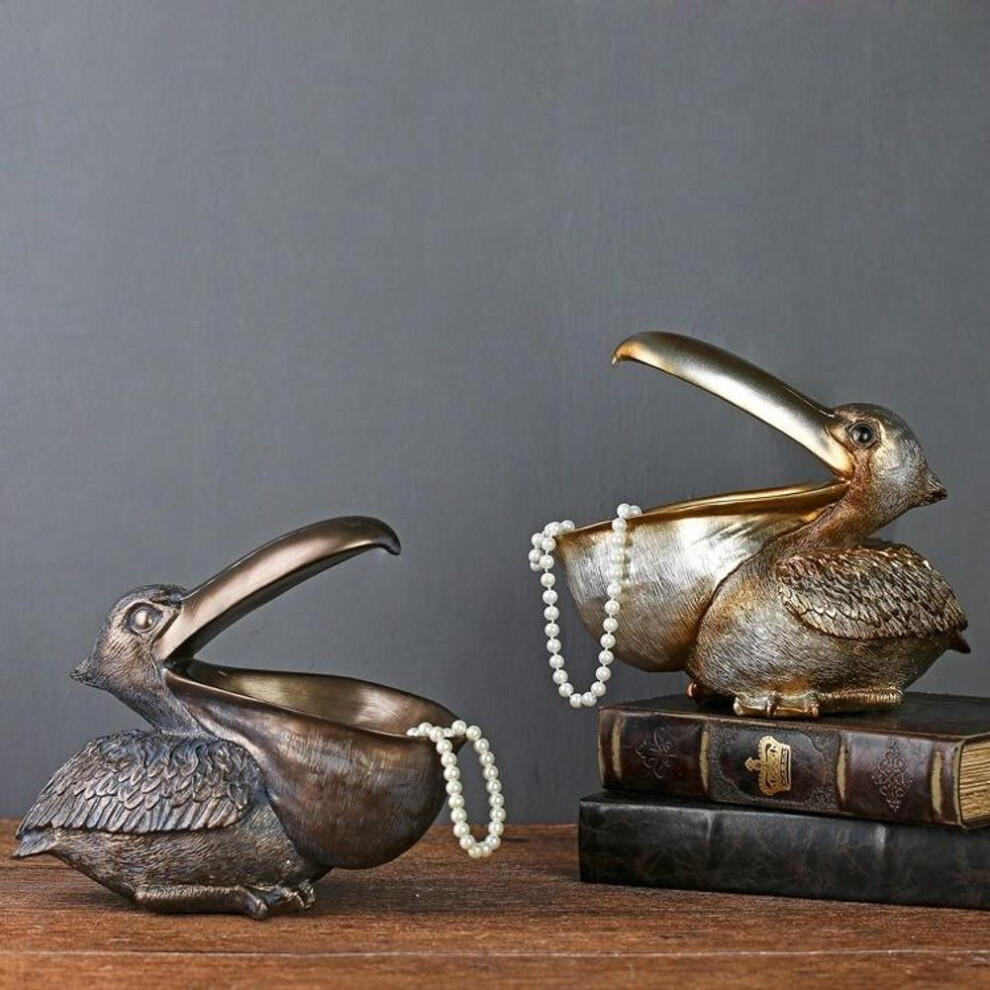 (champagne) Big Mouth Pelecanus Bird Home Organizer Resin Art Craft For Keys Smart Phone Notebook Scissors Remote Control Case Small Items Holders