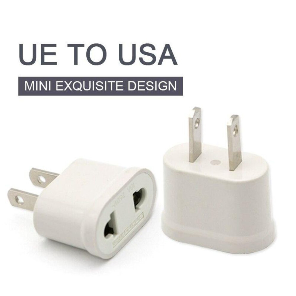 (white, US Plug) Eu Euro Europe To Usa Us Travel Wall Ac Power Mini Lightweight Plug Adapter Charger Outlet Converter 2 Pin Socket