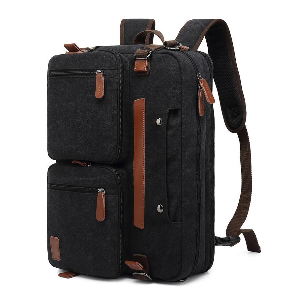 (black, 17.3 inch) Men Backpack Cool Bell Multifunctional Canva Backpack &shoulder Bag& Messenger Bag& Handbag 15.6/17.3 Inch Laptop Backpack
