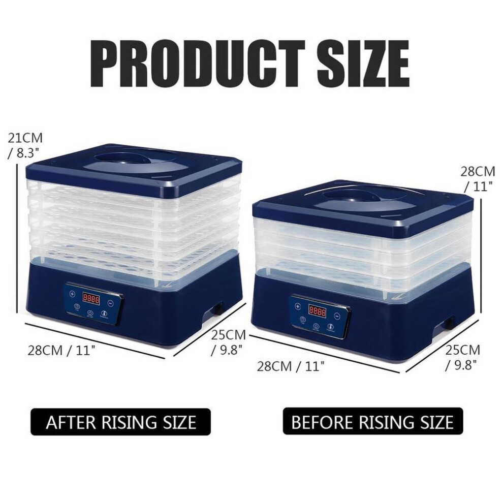 5 Trays Height Adjustable Food Dryer Dehydrator With Digital Timer And Temperature Control For Vegetable Fruit Meat Beef Jerky