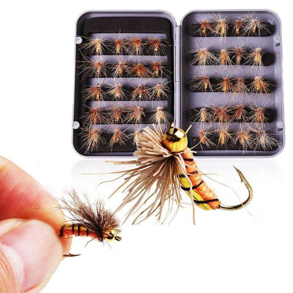 (40pcs) Fly Fishing Tackle 40pcs Dry Flies With Hooks Kit Waterproof Fly Box For Trout Diy Fly  Flies