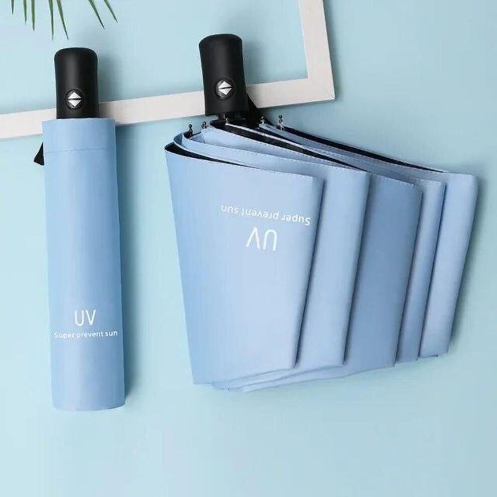 (sky blue) 8 Ribs  Travel Rain Sun Umbrellas  Windproof Multi-color Travel Umbrella  Automatic Open And Close