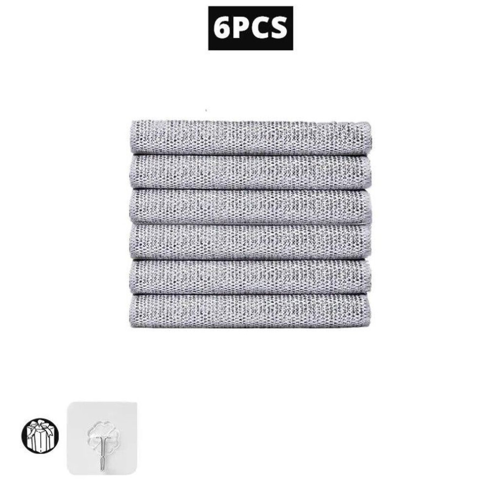 (6PCS Double Layer) Magic Cleaning Cloth with Metal Silver Wire