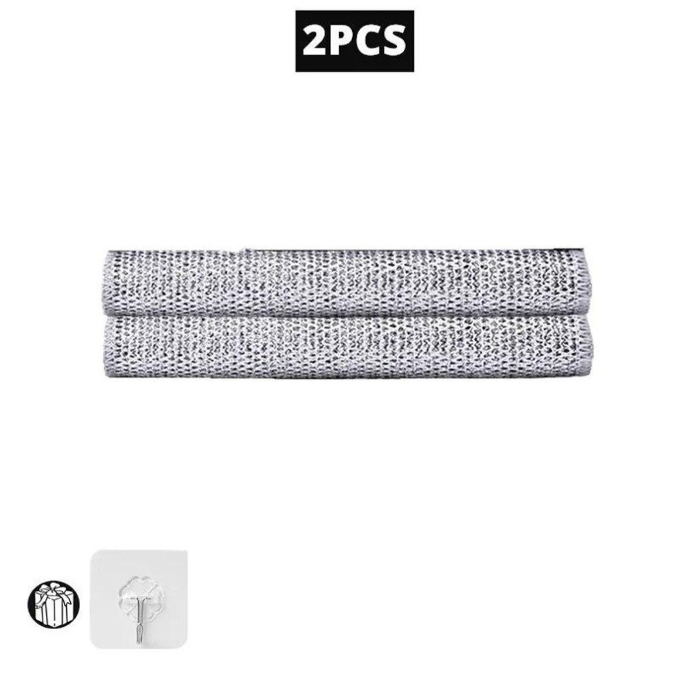 (2PCS Double Layer) 20/1pcs Magic Cleaning Cloth Thickened Double -sided Metal Silver Wire Rags Kitchen Dish Pot Washdishing Cloths Towel Clean Tools