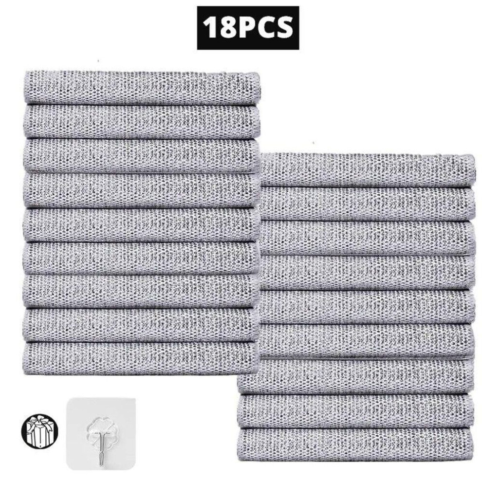 (18PCS Double Layer) Magic Cleaning Cloth with Metal Silver Wire