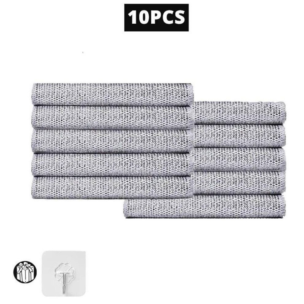 (10PCS Double Layer) 20/1pcs Magic Cleaning Cloth Thickened Double -sided Metal Silver Wire Rags Kitchen Dish Pot Washdishing Cloths Towel Clean Tools