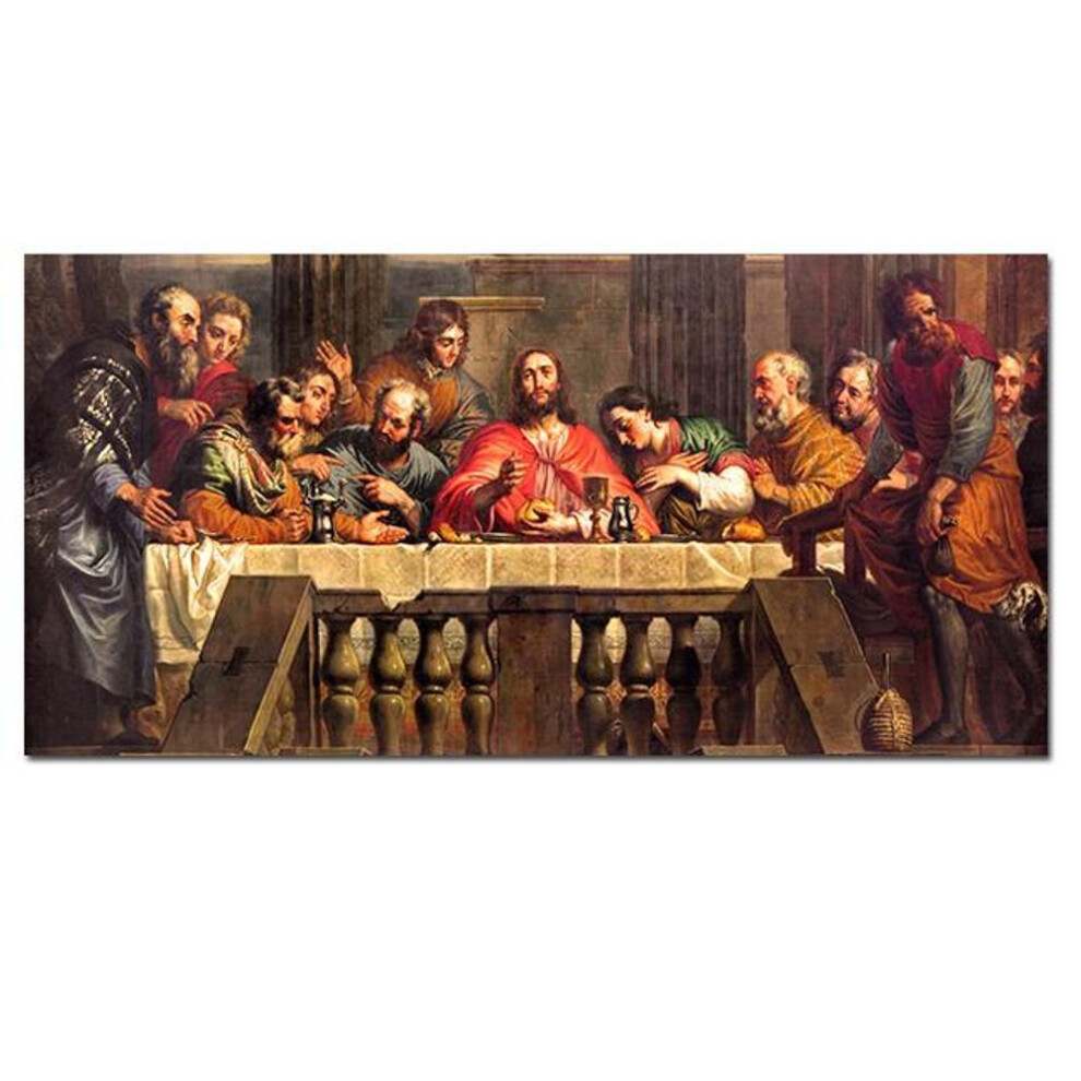 (as the picture, 70x140cm Unframed) The Last Dinner Jesus And 12 Disciples Poster Canvas Painting Wall Art Picture For Living Room Home Decoration Aesthetics