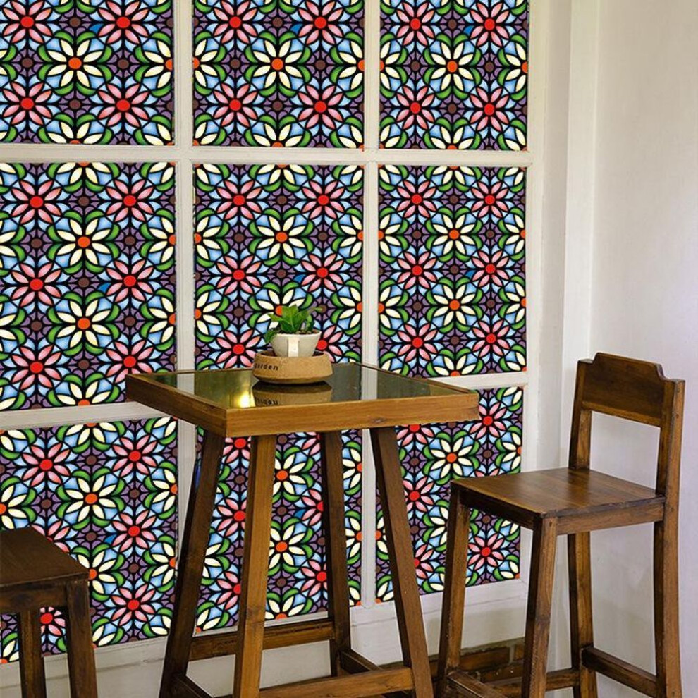 (45*100cm) Colorful Window Film Privacy Static Cling Non Adhesive Film Stained Glass Vinyl Film Sun Blocking Window Sticker Decoration