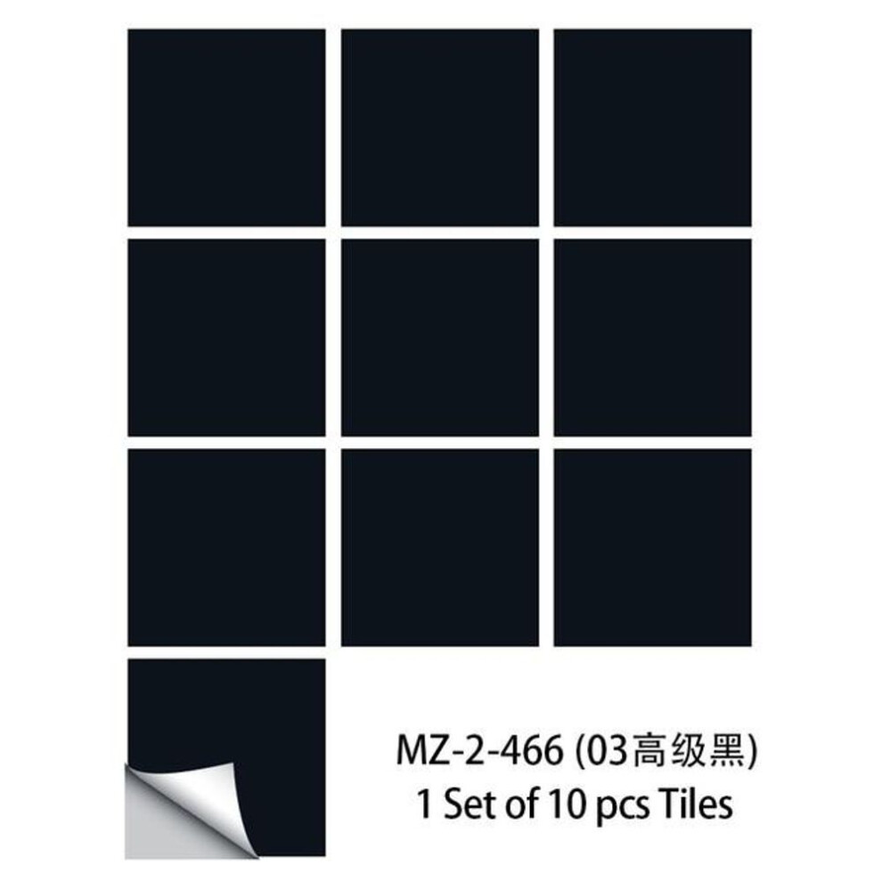(as the picture, 15cmX15cmX10pcs) 10pcs Solid Color Diamond Black Tiles Sticker Kitchen Backsplash Oil-proof Cupboard Peel & Stick Waterproof Art Wall Decals