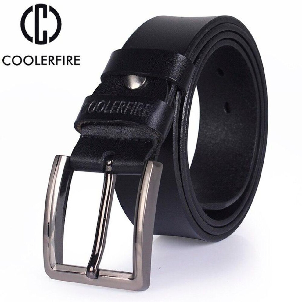 (black, 125cm) cowhide genuine leather belts for men brand male pin buckle jeans cowboy Mens Belts Luxury Designer High Quality  Leather belt