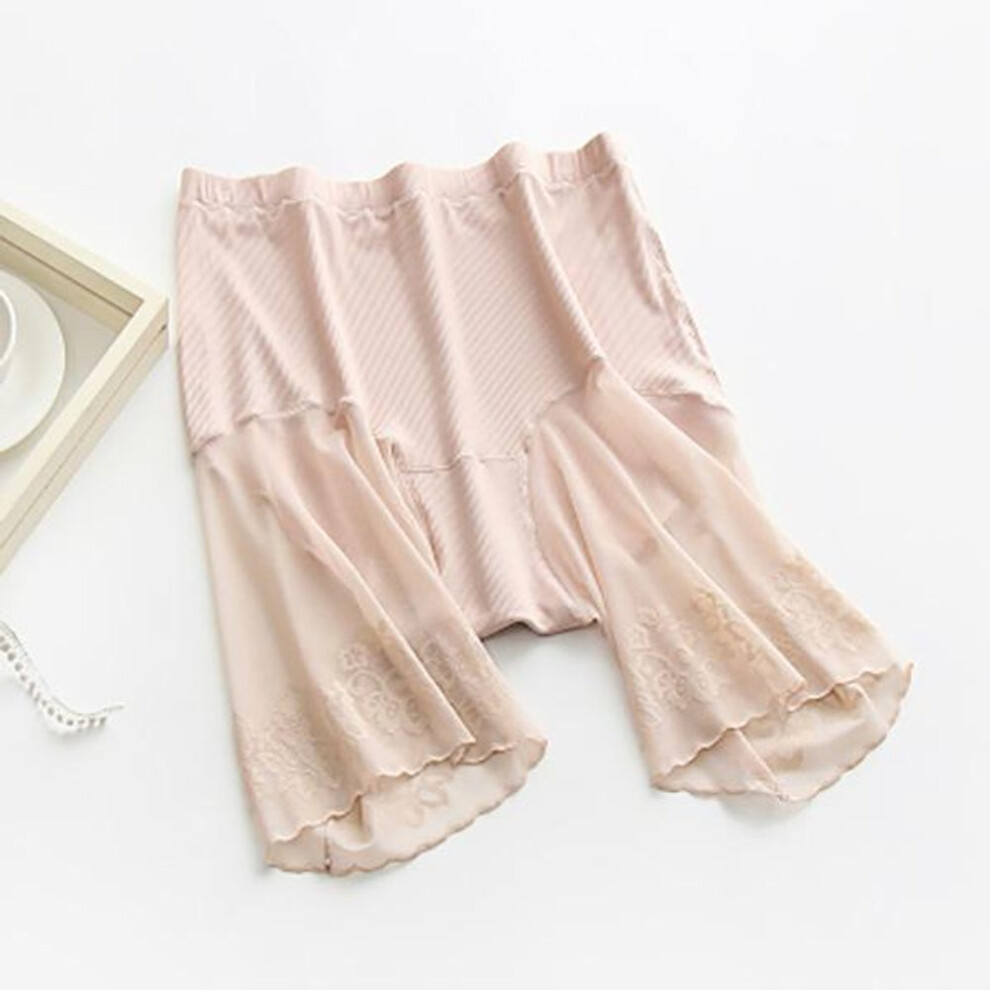 (beige, XL) Plus Size Safety Short Pants Women Summer Seamless Under Skirt Pants Anti Chafing Boxers Female Sexy Lace Boyshorts Women