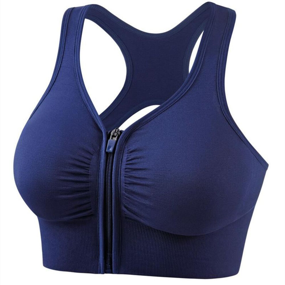 (blue, 3XL) Women Bounce Control Zip Sports Bra Zip Front Sports Bras For Women Support Bras Wirefree High Impact Workout Yoga Tops