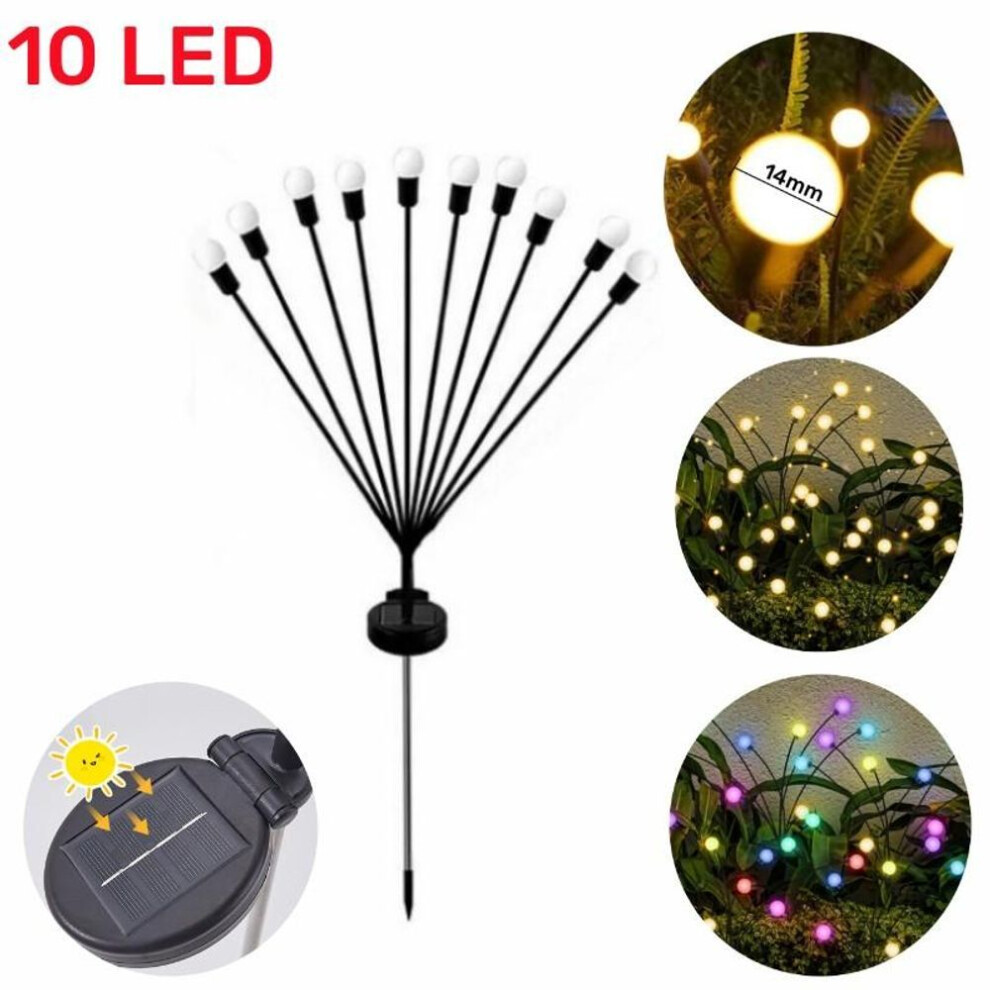 (multicolor, 10 LED-1Pcs) 800mAh solar LED firefly light, 10LED swaying light, garden landscape lighting, courtyard lawn, small road street light