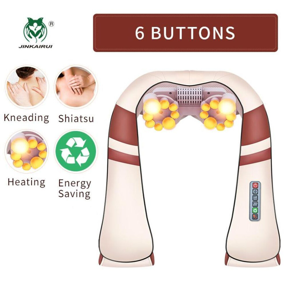 (as the picture, EU Plug) Neck Massager Electric Shiatsu Whole Body Infrared Health Care Kneading Back Massager