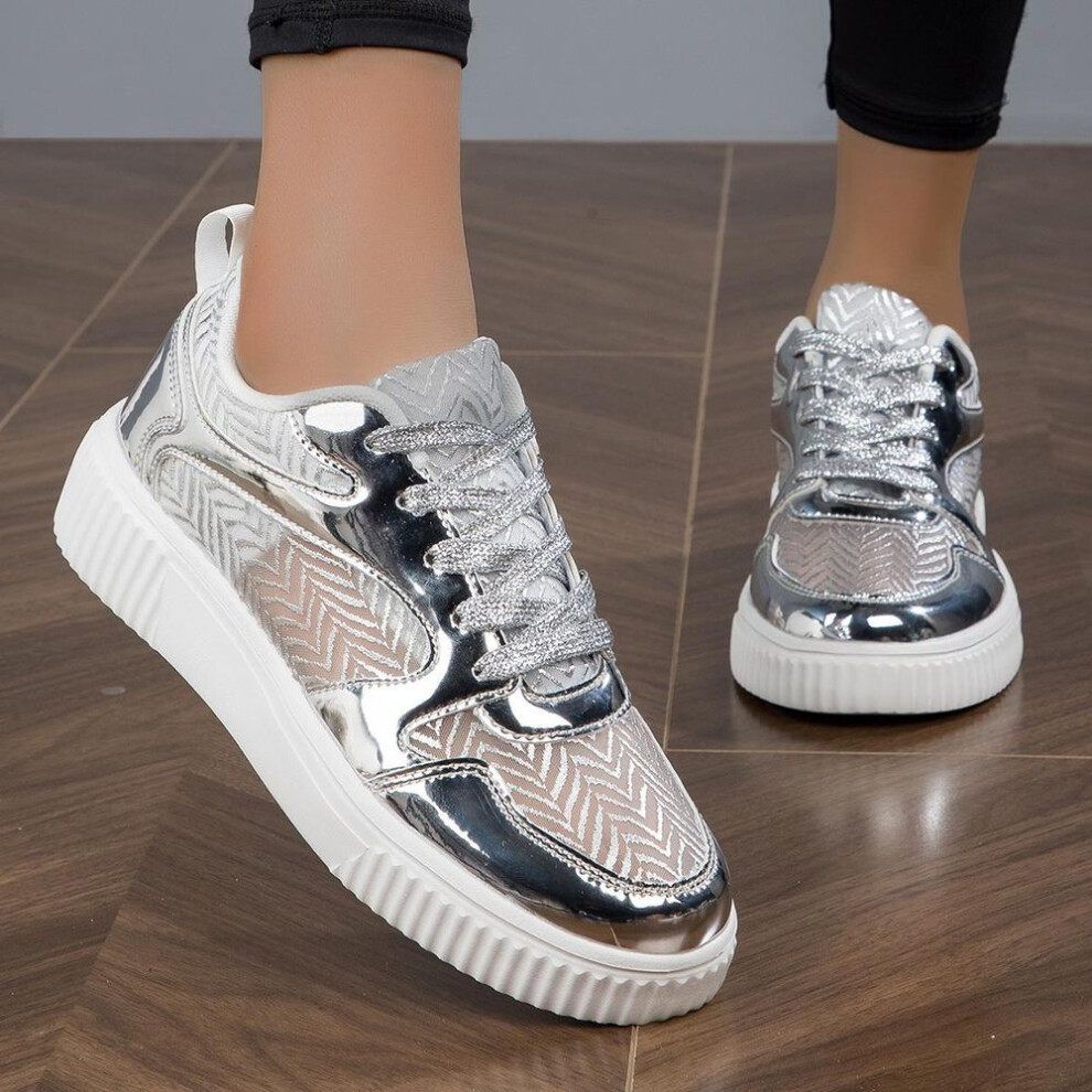 (silver, 39) Summer Shoes Women Breathable Sneakers Running Shoes Fitness Sports Casual Shoestwist Sole Casual Fashion Shoes Women&apos;s Shoes