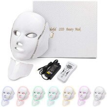 (with box) 7 Colors Led Facial Mask Machine Light Photon Therapy Acne Face And Neck Set Beauty Led Light Treatment Skin Rejuvenation