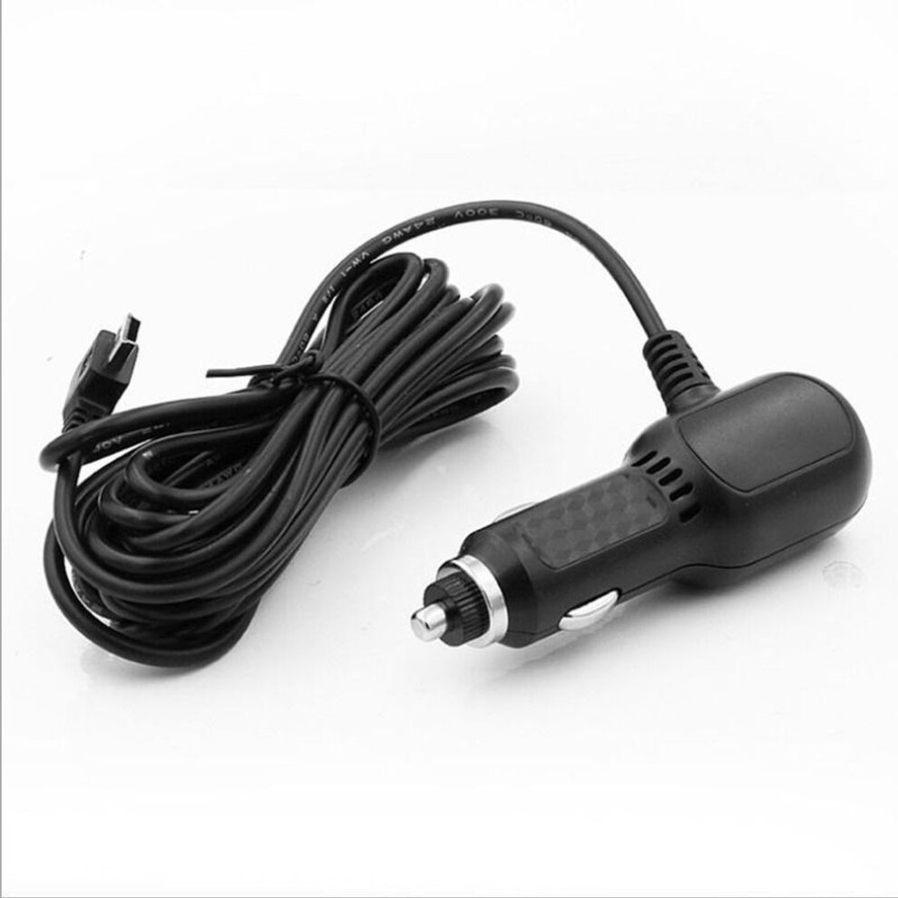(black) The T-port Of The Gps Navigator Charger For The Car Dash Cam 3.5 Meters Power Cord Double Usb Holes
