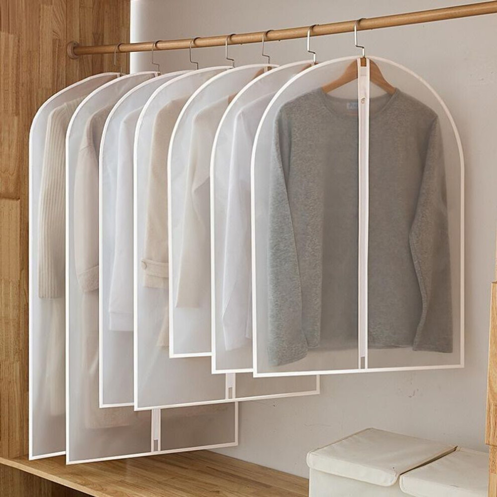 (white, 60 x 80cm) 1pc Clothes Hanging Garment Suit Coat Dust Cover Home Storage Bag Pouch Case Organizer Wardrobe Hanging Clothing