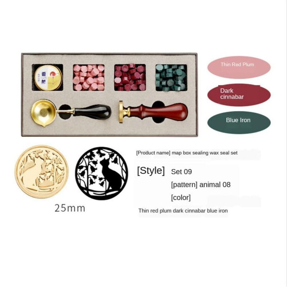 (set 09) Diy Stamps Wax Seal Box Kit Detachable Stamp Spoon Set Sealing Beads Envelope Wedding Packaging Gifts Postcard