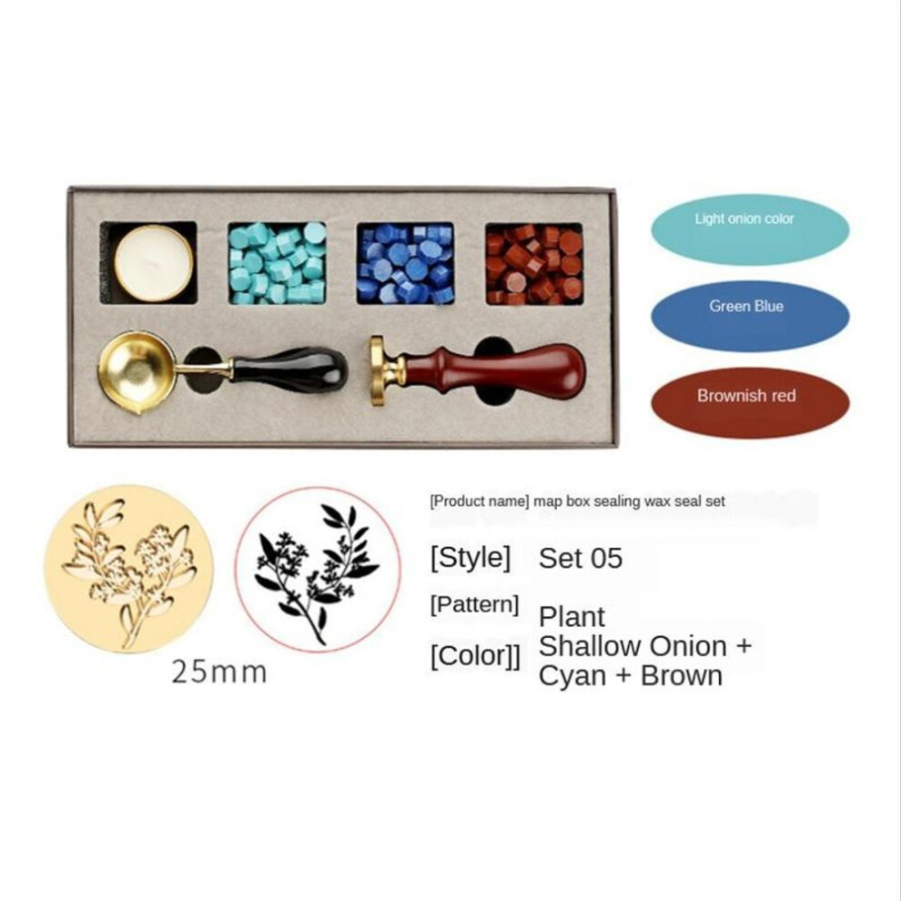 (set 05) Diy Stamps Wax Seal Box Kit Detachable Stamp Spoon Set Sealing Beads Envelope Wedding Packaging Gifts Postcard