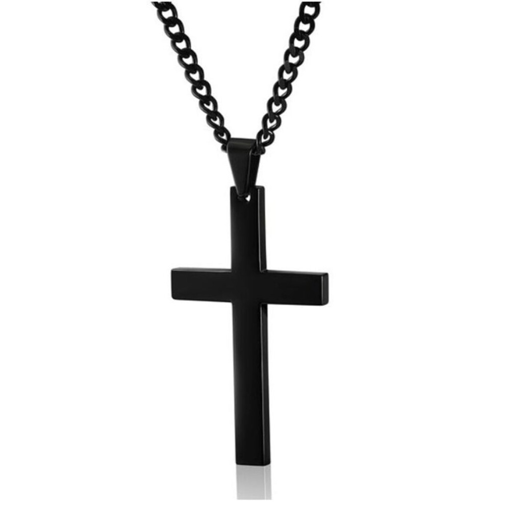 (black) Vintage Cross Pendant Necklace Stainless Steel Necklace New Design Black Chain Pendant Necklace Men