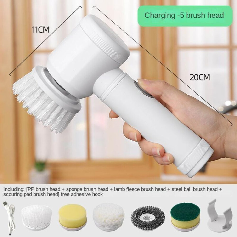 (white) Multi-functional Electric Cleaning Brush For Kitchen And Bathroom - Wireless Handheld Power Scrubber For Dishes, Pots, And Pans