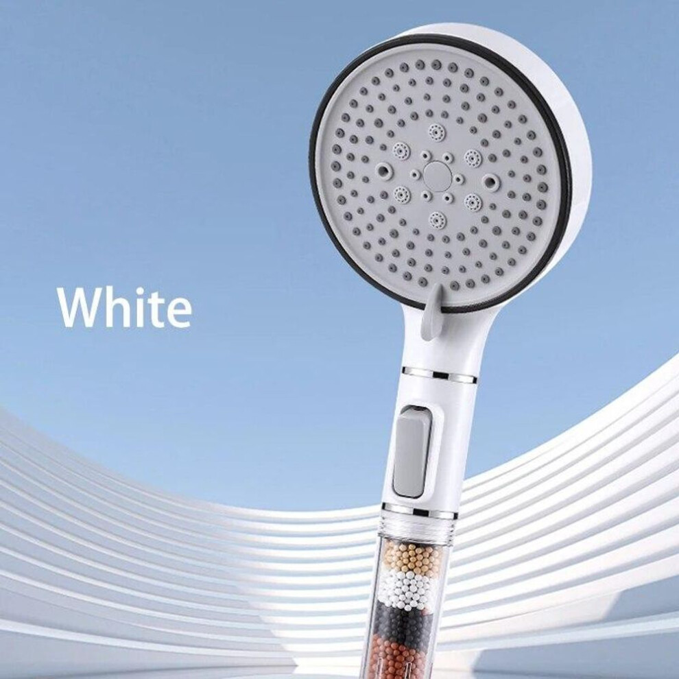 (white) 5 Modes Shower Head High Pressure With Filter Rainfall Handheld Showerhead Water Saving Nozzle Bathroom Accessories