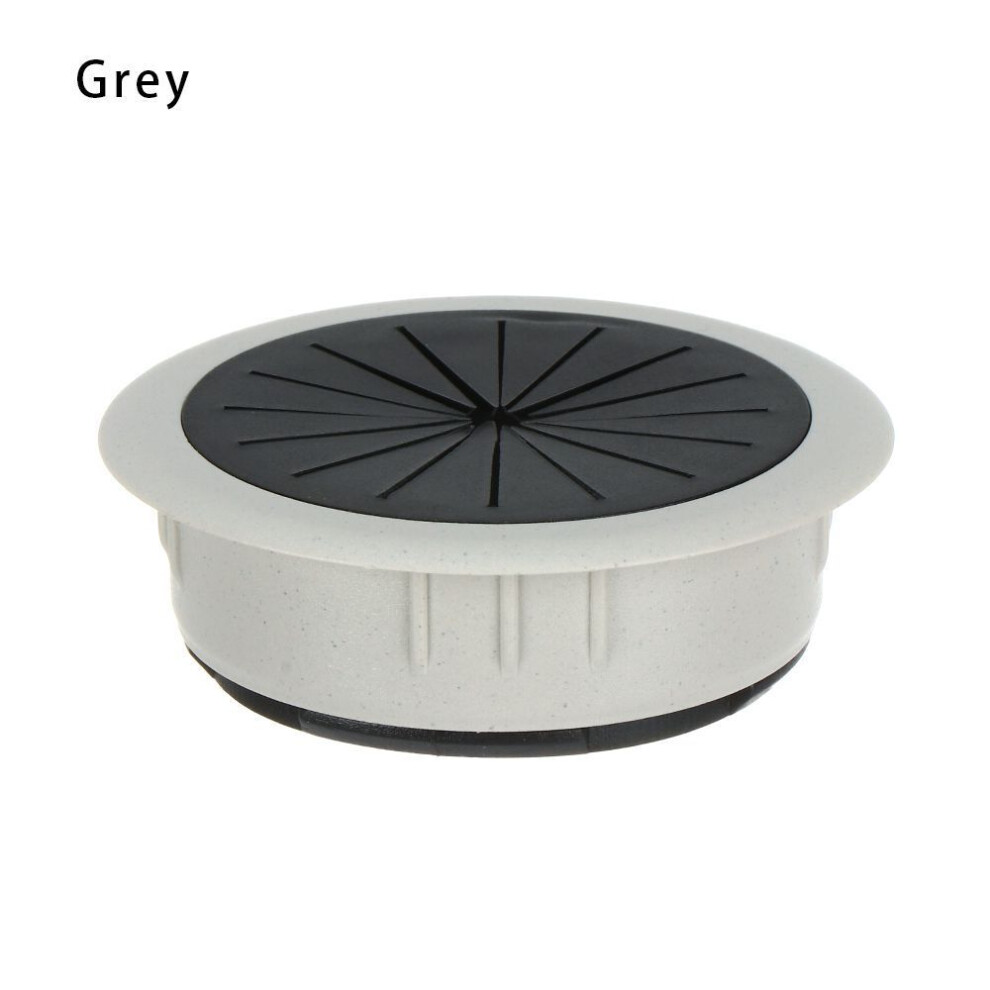 (grey) 60mm Desk Cord Grommet Wire Hole Cover Line Outlet Port Threading Box Cover Cable Passing Box Office Table Cable Organizer