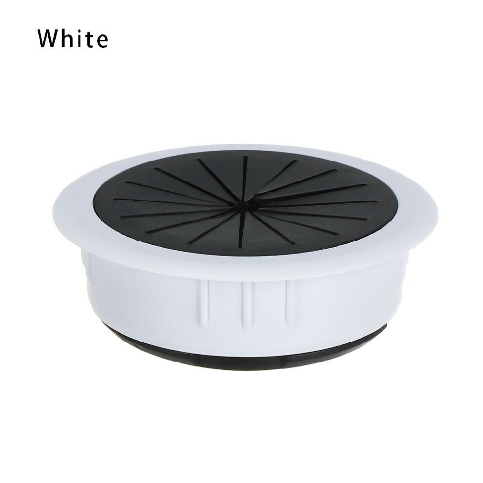 (white) 60mm Desk Cord Grommet Wire Hole Cover Line Outlet Port Threading Box Cover Cable Passing Box Office Table Cable Organizer