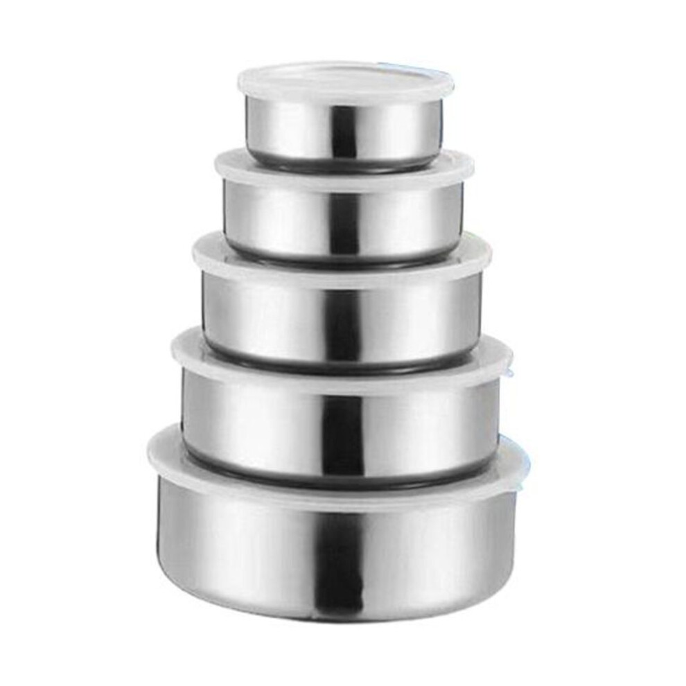 (as the picture, 5pcs) 5pcs Food Storage Box Stainless Steel Food Containers With Leak-proof Lids Reusable Crisper Box Bowl For Home