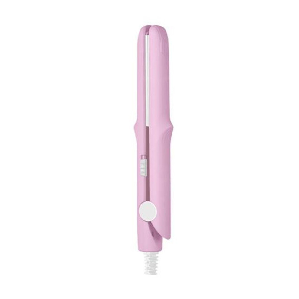 (pink) Mini Curling Iron Hair Straightener Portable Multifunction Ceramic Fast Heating Bangs Hair Curler Flat Iron Curling Wand Women Hair Styling Tool