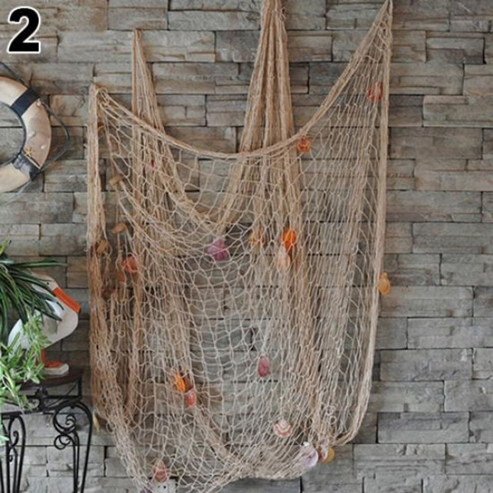 (white) Fishing Net Seaside Shells Wall Wall Beach Party Sea Ceiling Bar Home Decor
