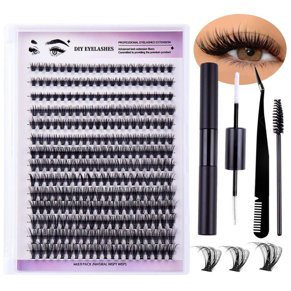 (black, 280pcs set) Single Eyelash Extension Diy Segmented Eyelash Thick D Curve False Eyelash For Eye Makeup