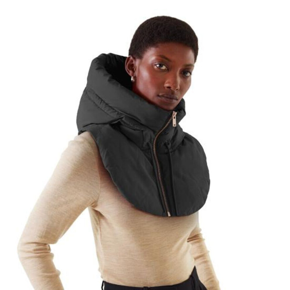 (black, M) Winter Down Hooded Vest Ultralight Fashionable Warm Autumn All-match Soft Fake Collar Vest for Women