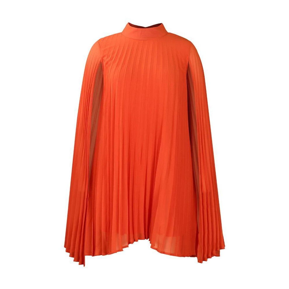 (orange, XL) Spring and Summer Women&apos;s Dress Temperament Fashion Chiffon Pullover Cape Bat Sleeve Large Size Dresses