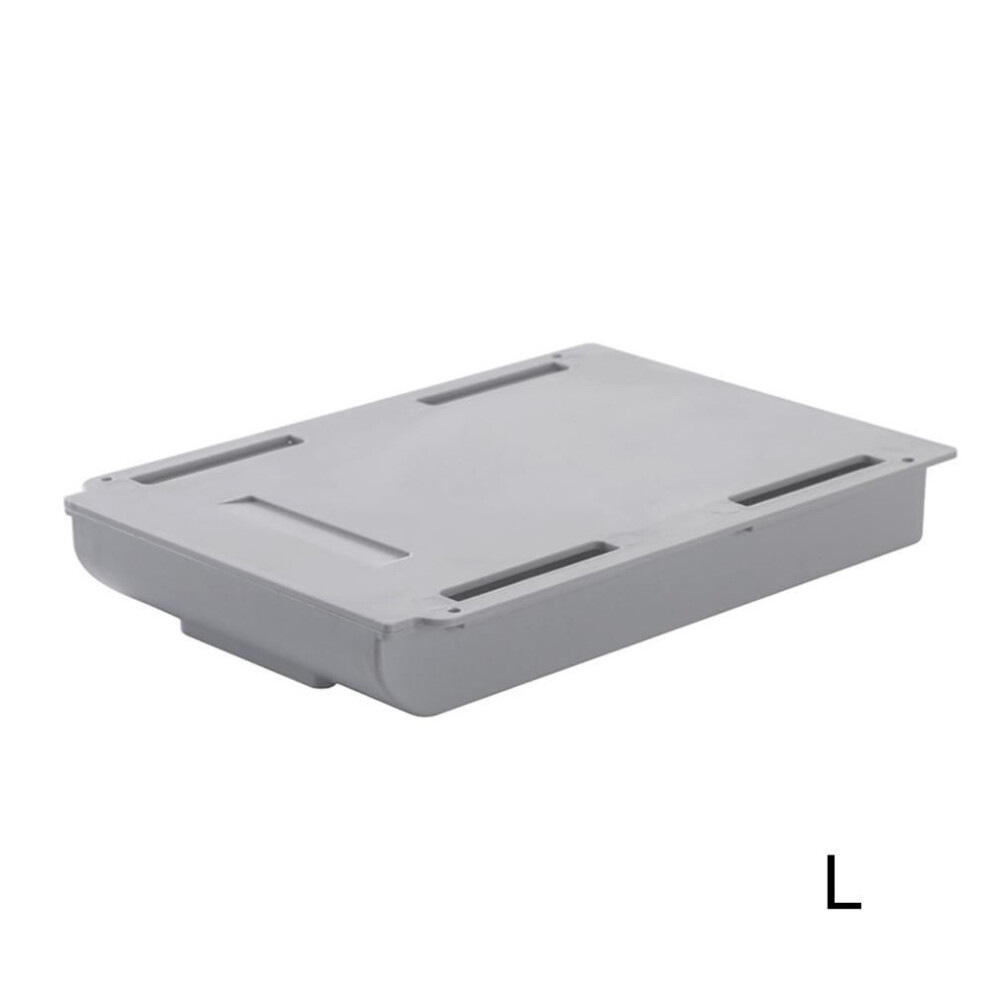 (gray, L) Storage Rack Self Stick Pencil Tray Desk Table Storage Drawer Organizer Box Under Desk Stand Self-adhesive Under-drawer Storage