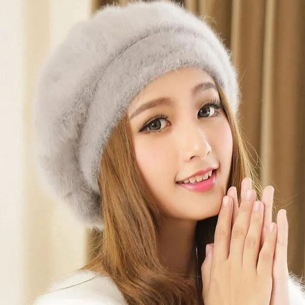 (grey) Autumn Winter Fasionable British Painter Style Elegant Cute Beret Warm Windproof Solid Color Pile Hat Premium Feel Versatile Cap