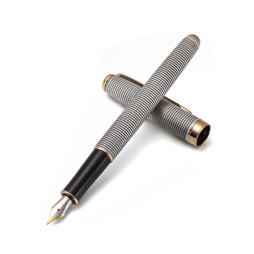 Silver Chain mail Fountain pen Copper barrel Elegant Arrow Fine nib Jinhao school writing gift A6488