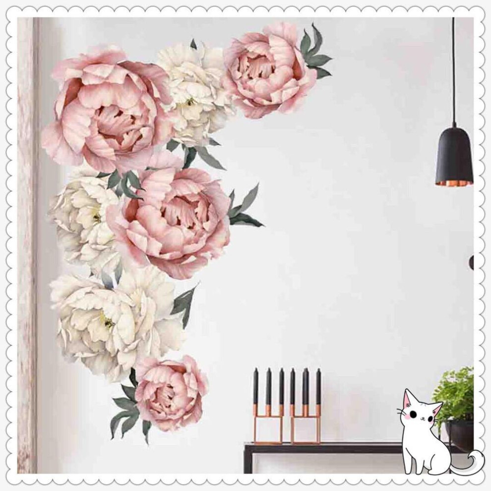 (as the picture) Peony Rose Flowers Wall Sticker Art Nursery Decals Kids Room Home Decor Gift