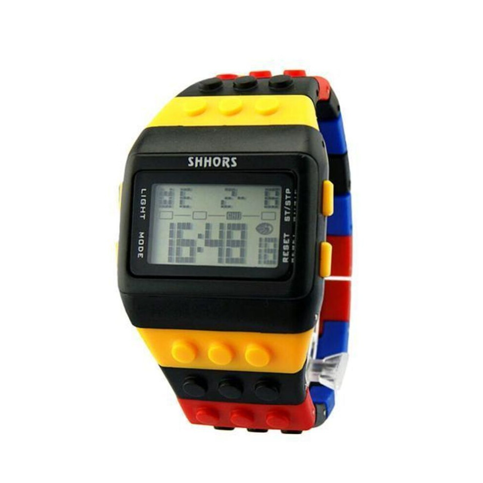 (as the picture) Unisex Colorful Digital Wrist Watch LED Rainbow Electronic watch