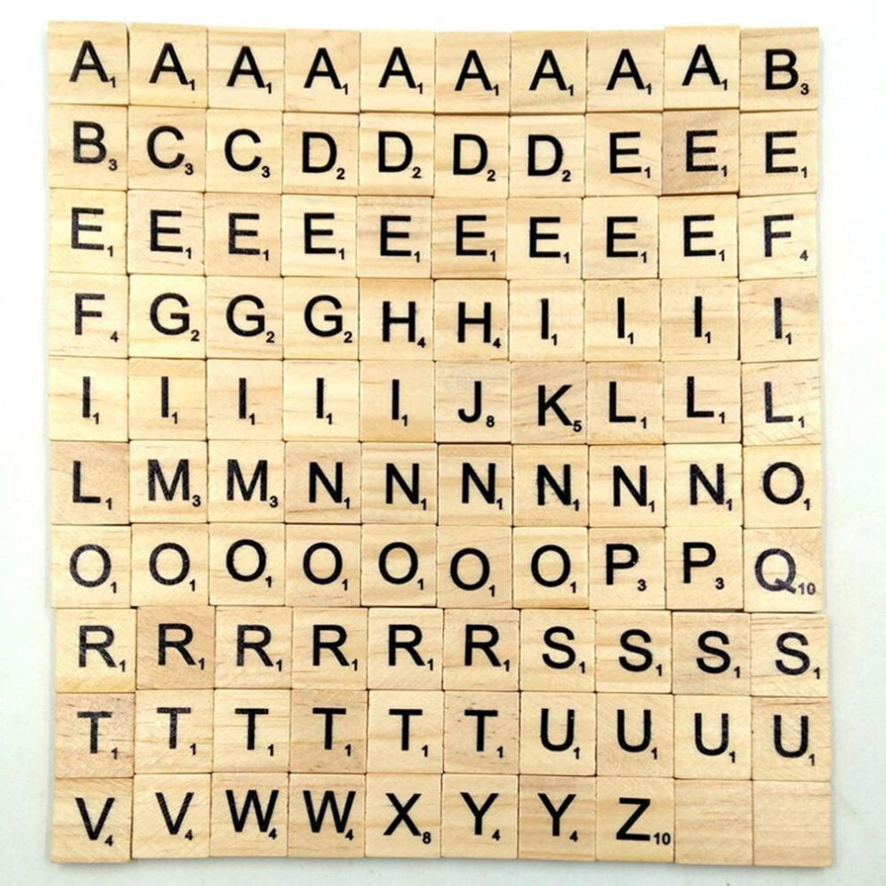 100pcs Wooden Scrabble Tiles Capital Letters A-z Alphabet Board Craft Funny Toy