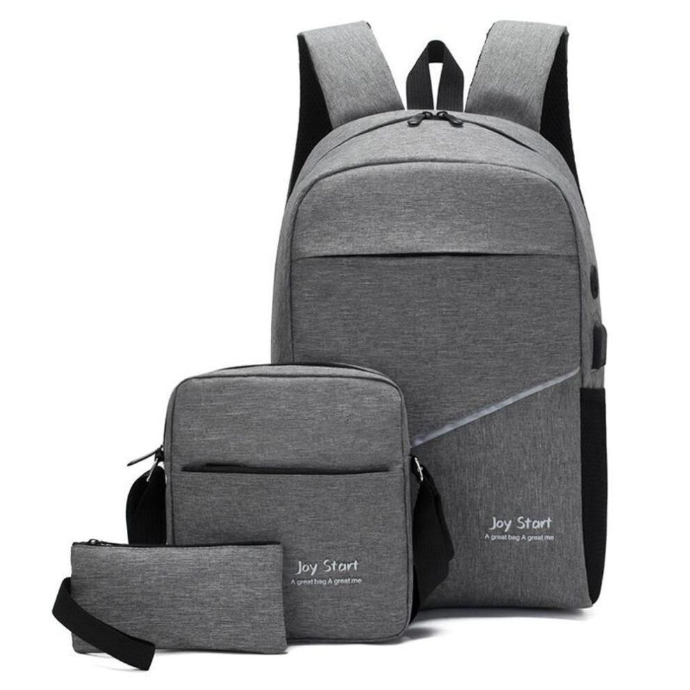 (grey, 27x42x12cm) 3 Pcs Sets Laptop Backpack Usb Charge Business Men Women Travel Shoulder Backpacks School Bag 4 Colors Fashion Bag