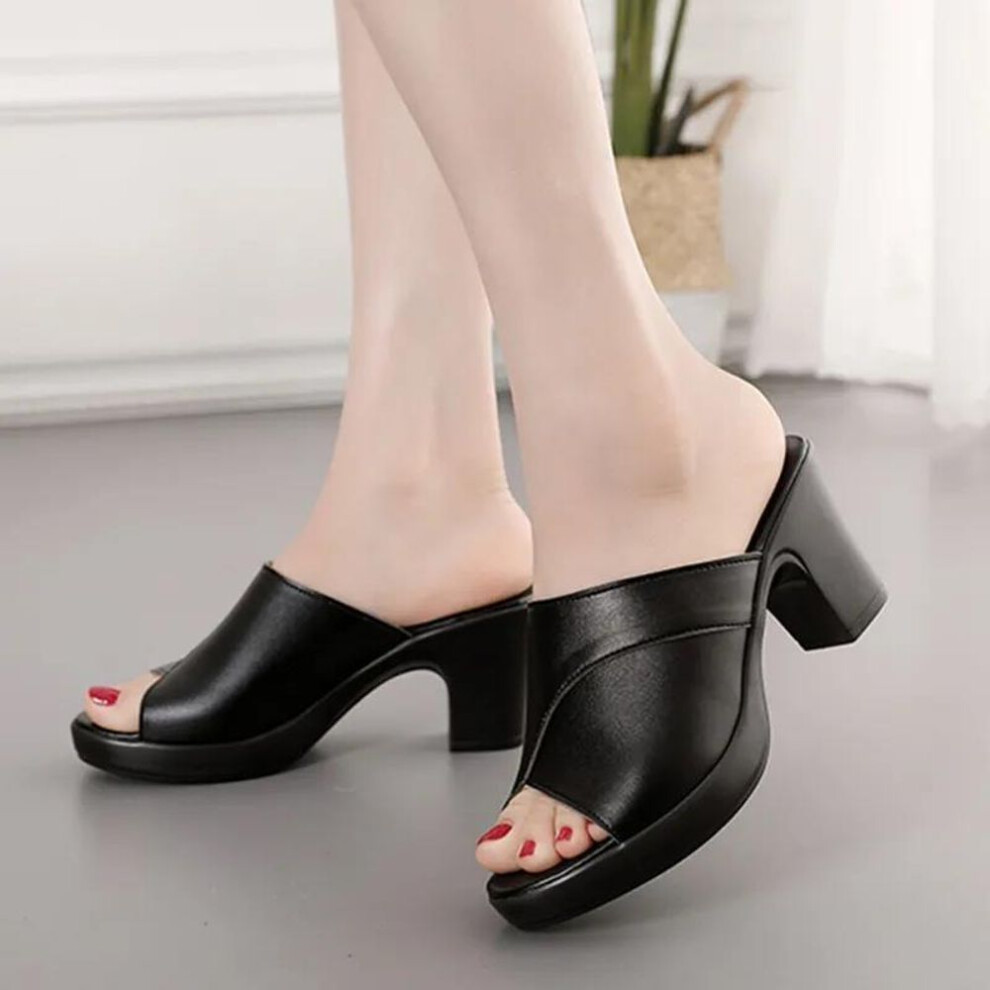 (black, 39) 2021 Slippers Women Summer Wear Women&apos;s Sandals 2020 New Fashion Wild Slope With Non-slip Thick Heel Women Sandals And Slippers