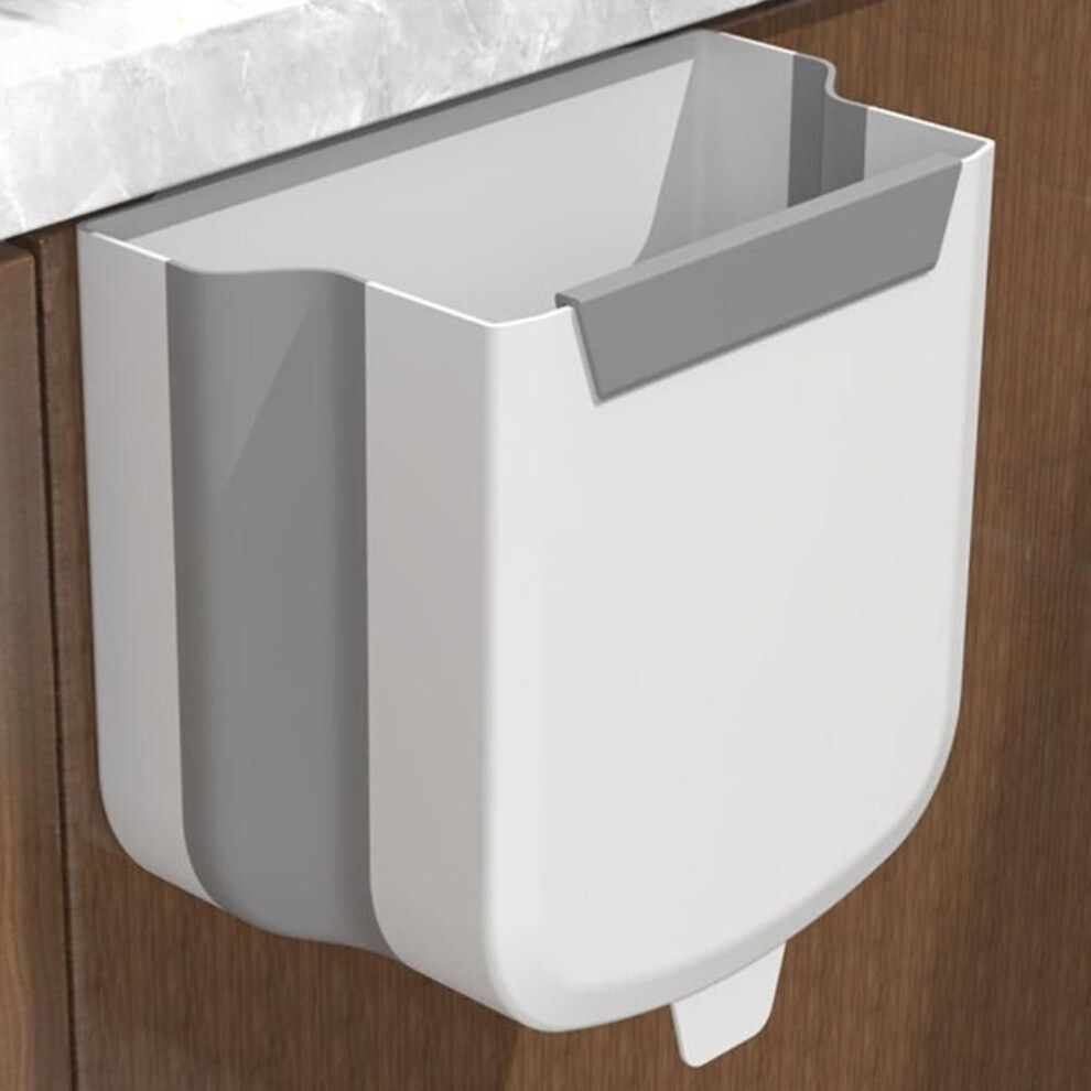 (white, 5.88L) Kitchen Trash Can, Household Multifunctional Cabinet Door, Hanging Folding Large Capacity Trash Can